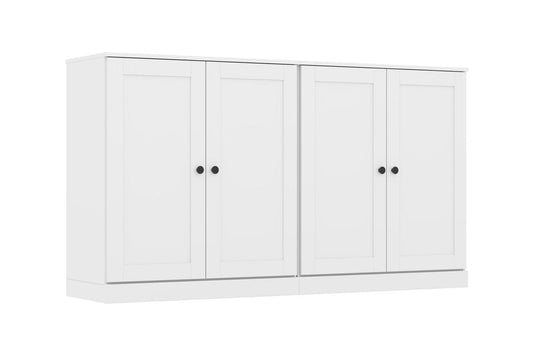 64" White Solid Wood Four Drawer Sideboard With Four Doors