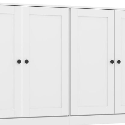 64" White Solid Wood Four Drawer Sideboard With Four Doors