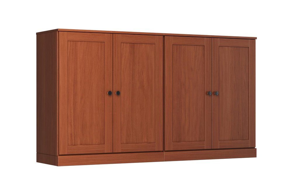 64" Coffee Solid Wood Four Drawer Sideboard With Four Doors — view 1