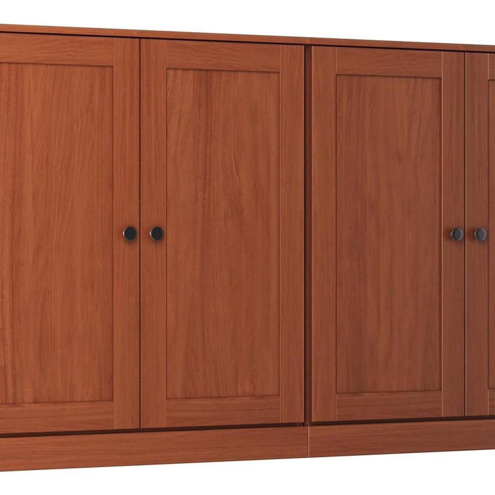 64" Coffee Solid Wood Four Drawer Sideboard With Four Doors HomeRoots