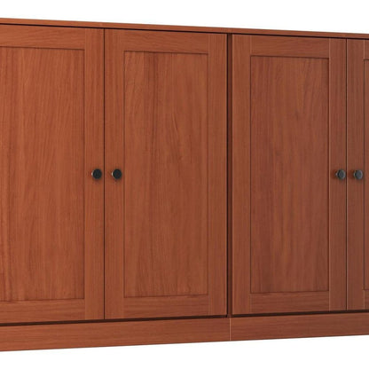 64" Coffee Solid Wood Four Drawer Sideboard With Four Doors