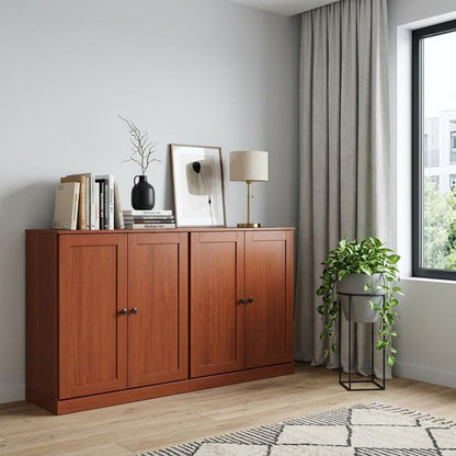 64" Coffee Solid Wood Four Drawer Sideboard With Four Doors HomeRoots