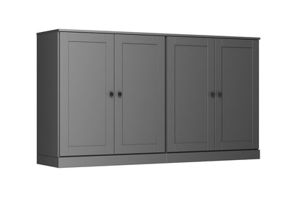 64" Gray Solid Wood Four Drawer Sideboard With Four Doors