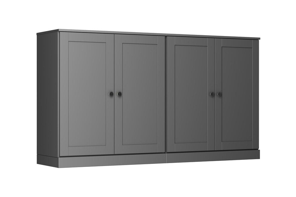 64" Gray Solid Wood Four Drawer Sideboard With Four Doors — view 1