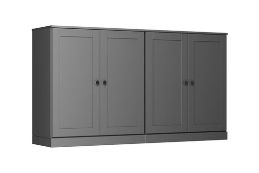 64" Gray Solid Wood Four Drawer Sideboard With Four Doors