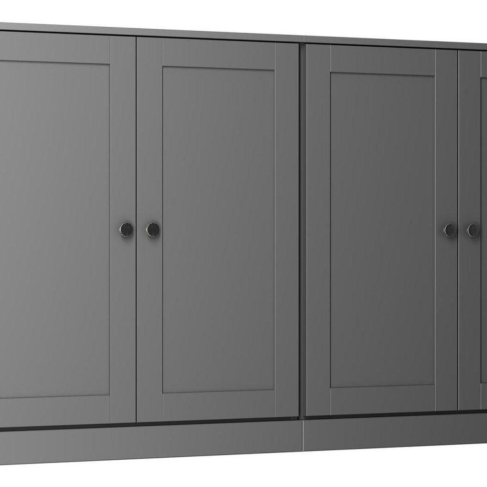 64" Gray Solid Wood Four Drawer Sideboard With Four Doors — view 5