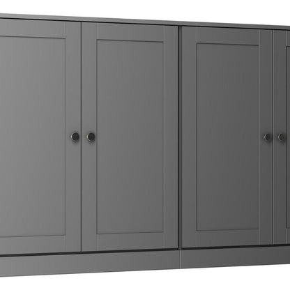 64" Gray Solid Wood Four Drawer Sideboard With Four Doors