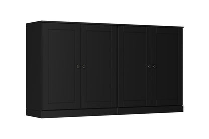 64" Black Solid Wood Four Drawer Sideboard With Four Doors HomeRoots
