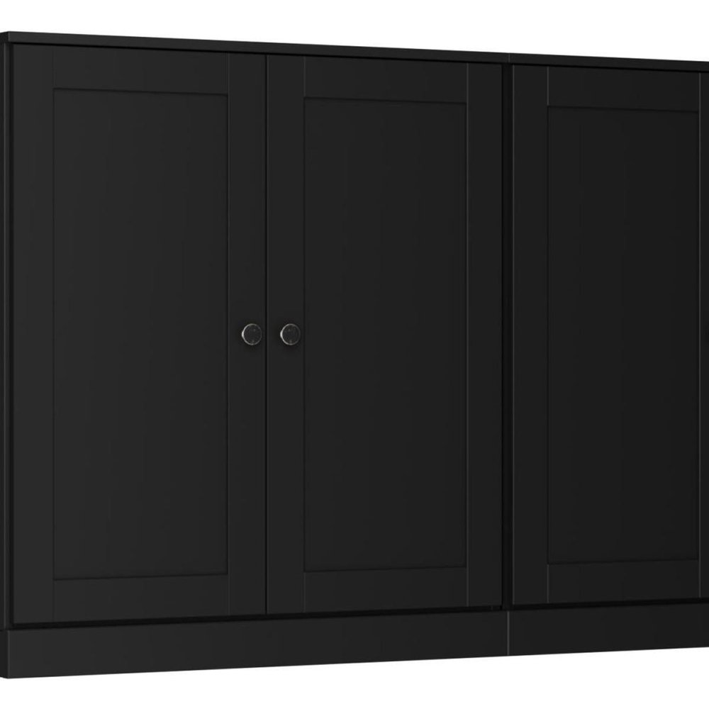 64" Black Solid Wood Four Drawer Sideboard With Four Doors HomeRoots