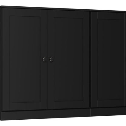 64" Black Solid Wood Four Drawer Sideboard With Four Doors HomeRoots