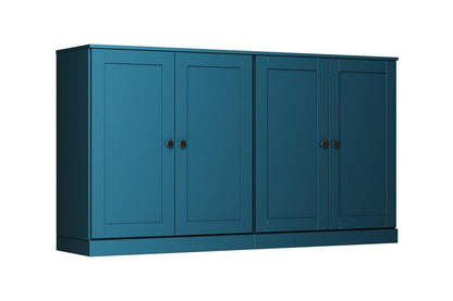 64" Teal Blue Solid Wood Four Drawer Sideboard With Four Doors HomeRoots