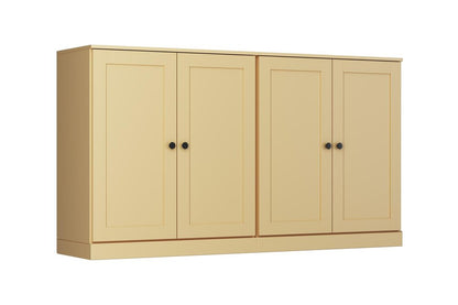 64" Yellow Solid Wood Four Drawer Sideboard With Four Doors HomeRoots