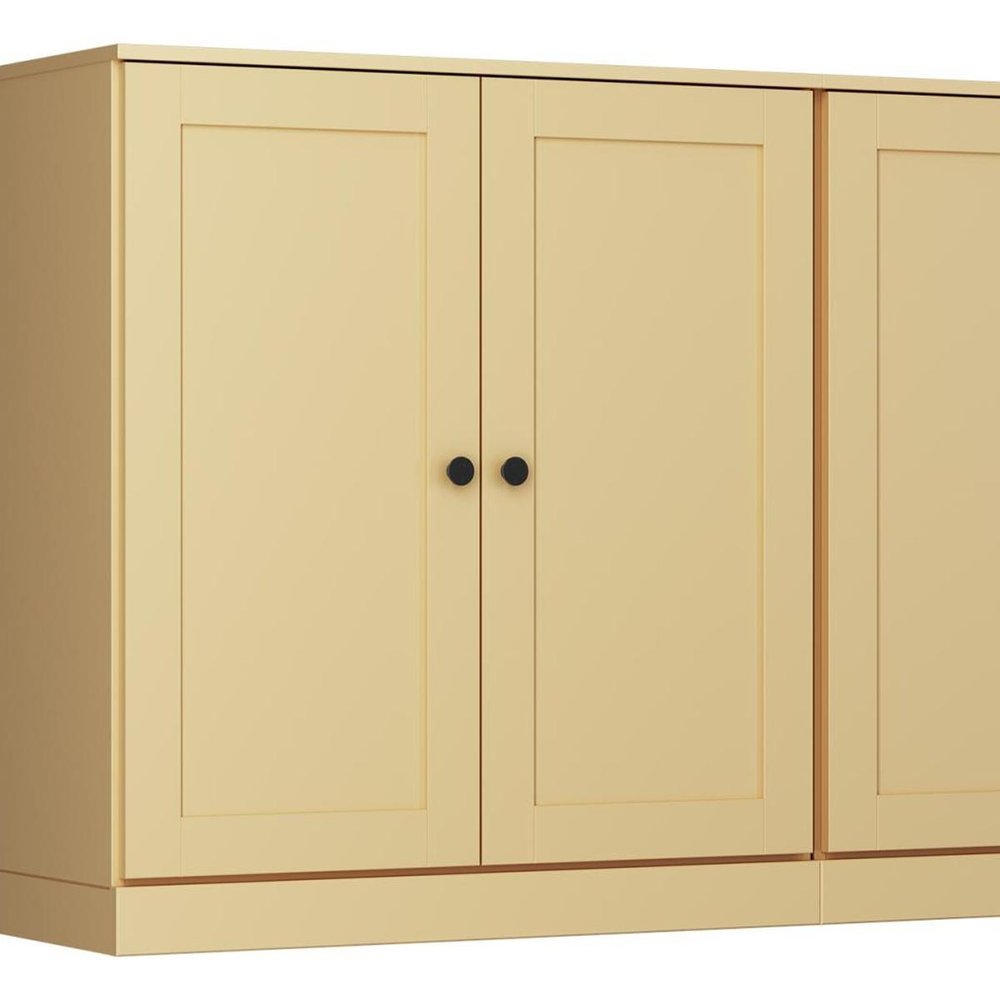 64" Yellow Solid Wood Four Drawer Sideboard With Four Doors HomeRoots
