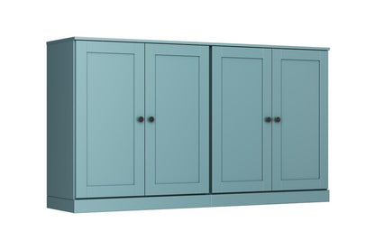 64" Aqua Solid Wood Four Drawer Sideboard With Four Doors HomeRoots