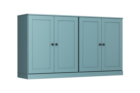 64" Aqua Solid Wood Four Drawer Sideboard With Four Doors