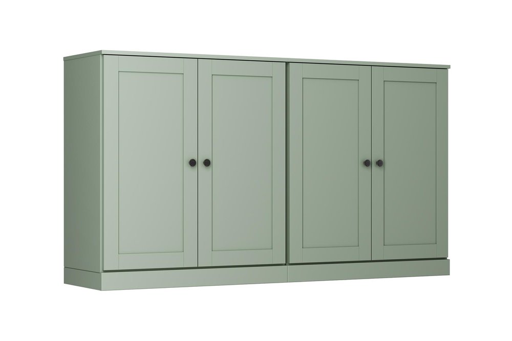 64" Sage Solid Wood Four Drawer Sideboard With Four Doors — view 1