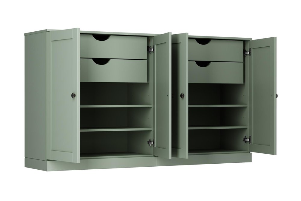 64" Sage Solid Wood Four Drawer Sideboard With Four Doors — view 2