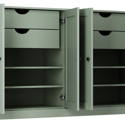 64" Sage Solid Wood Four Drawer Sideboard With Four Doors