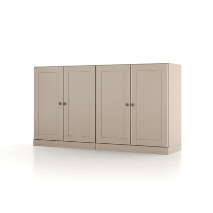 64" Beige Solid Wood Four Drawer Sideboard With Four Doors HomeRoots