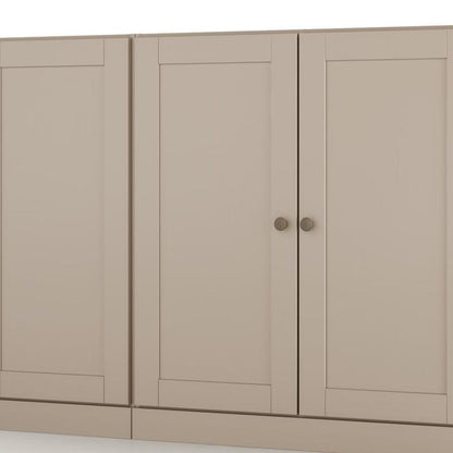 64" Beige Solid Wood Four Drawer Sideboard With Four Doors