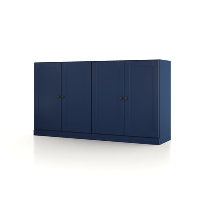 64" Navy Blue Solid Wood Four Drawer Sideboard With Four Doors HomeRoots