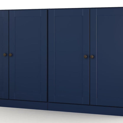 64" Navy Blue Solid Wood Four Drawer Sideboard With Four Doors