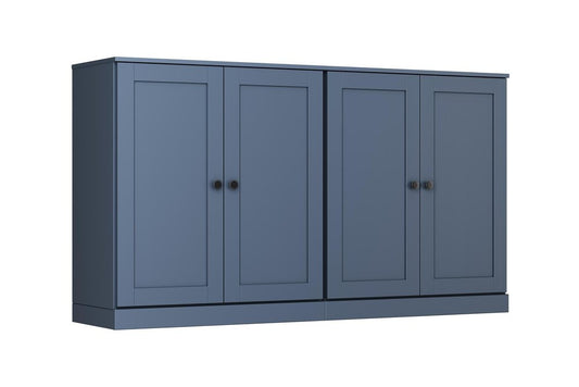 64" French Blue Solid Wood Four Drawer Sideboard With Four Doors