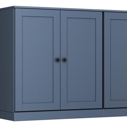 64" French Blue Solid Wood Four Drawer Sideboard With Four Doors HomeRoots
