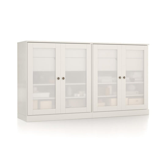 64" White Solid Wood Four Drawer Sideboard With Four Doors
