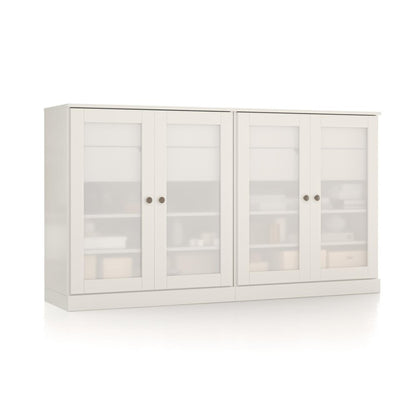 64" White Solid Wood Four Drawer Sideboard With Four Doors HomeRoots