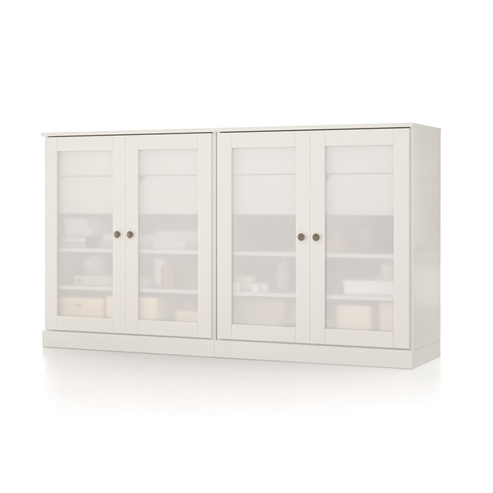64" White Solid Wood Four Drawer Sideboard With Four Doors — view 4