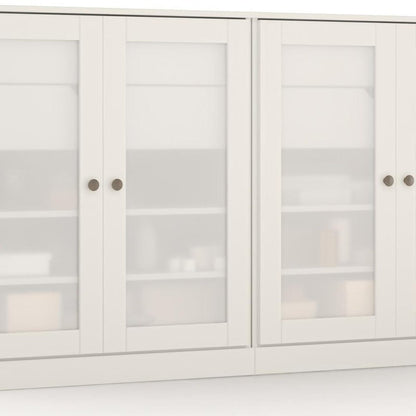 64" White Solid Wood Four Drawer Sideboard With Four Doors