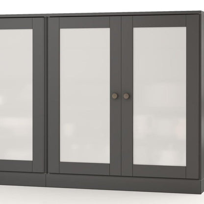 64" Gray Solid Wood Four Drawer Sideboard With Four Doors