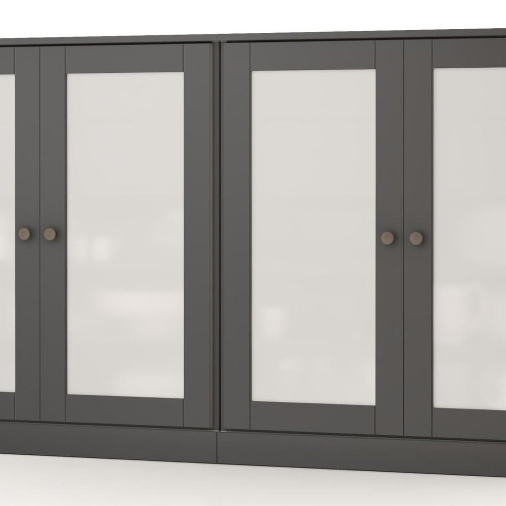 64" Gray Solid Wood Four Drawer Sideboard With Four Doors — view 5