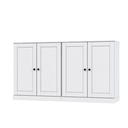 64" White Solid Wood Four Drawer Sideboard With Four Doors