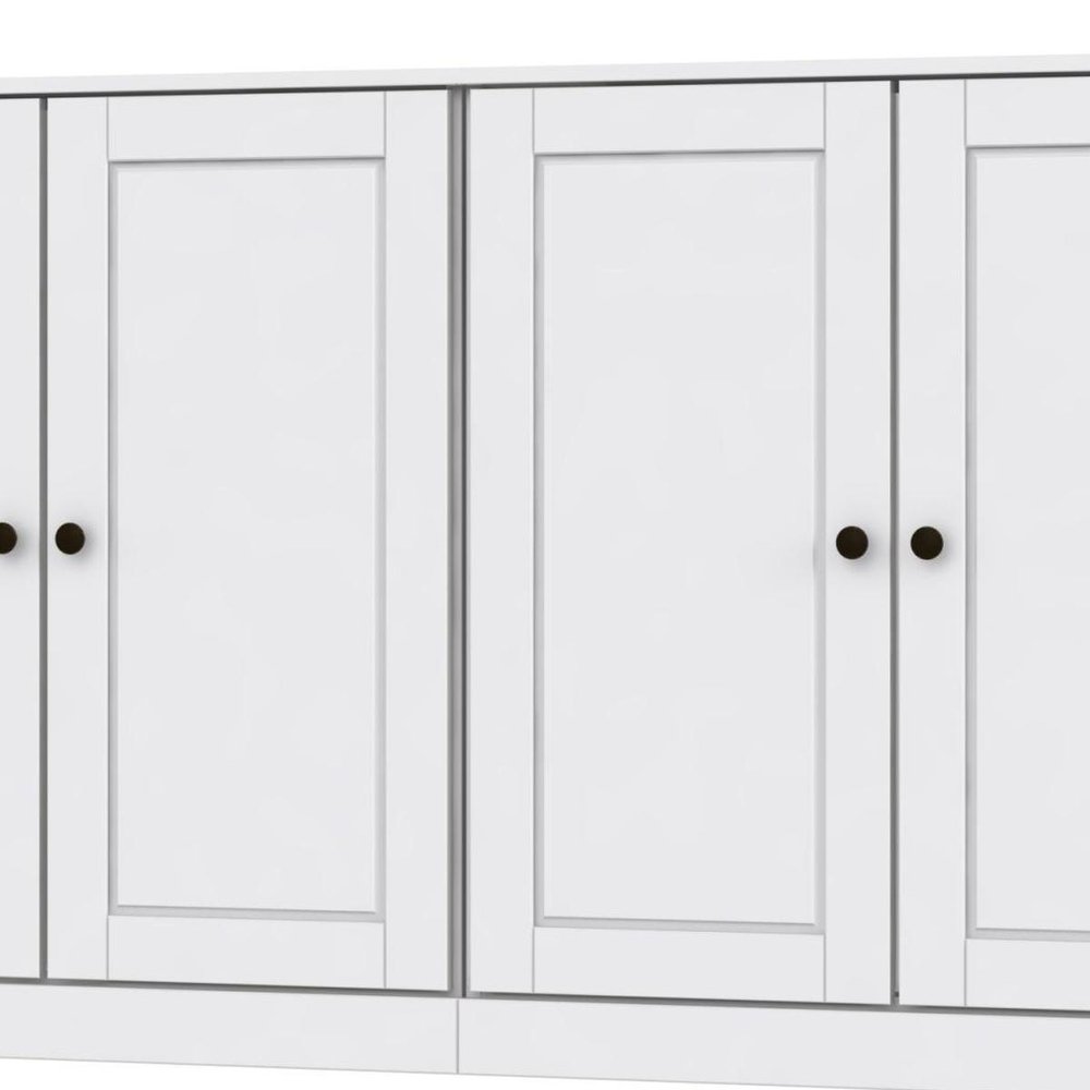 64" White Solid Wood Four Drawer Sideboard With Four Doors HomeRoots