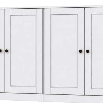 64" White Solid Wood Four Drawer Sideboard With Four Doors HomeRoots