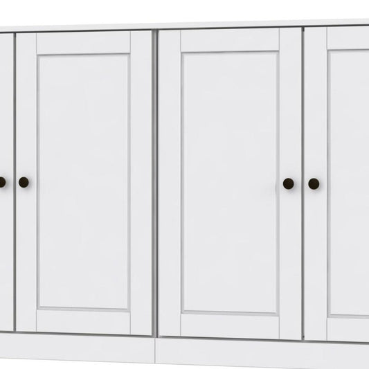 64" White Solid Wood Four Drawer Sideboard With Four Doors