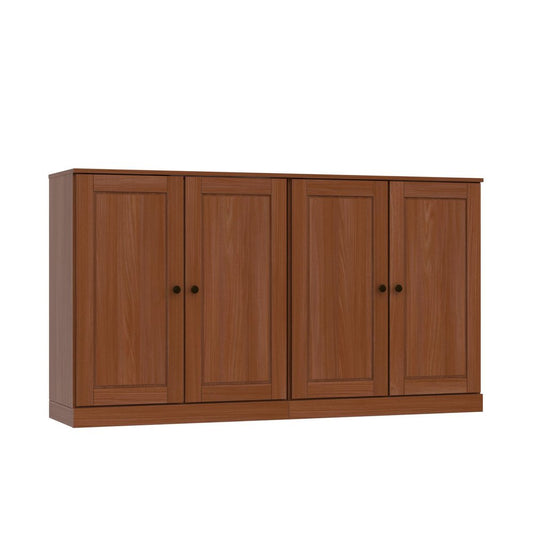 64" Coffee Solid Wood Four Drawer Sideboard With Four Doors