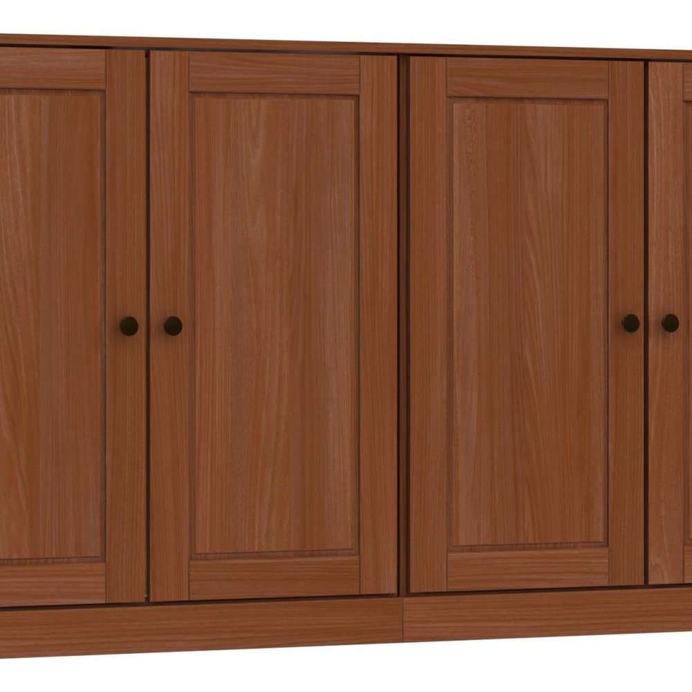 64" Coffee Solid Wood Four Drawer Sideboard With Four Doors — view 2