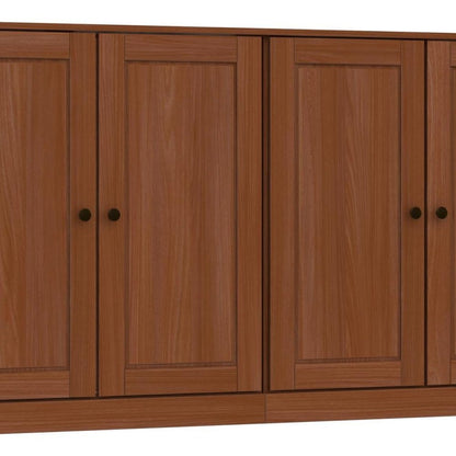 64" Coffee Solid Wood Four Drawer Sideboard With Four Doors HomeRoots