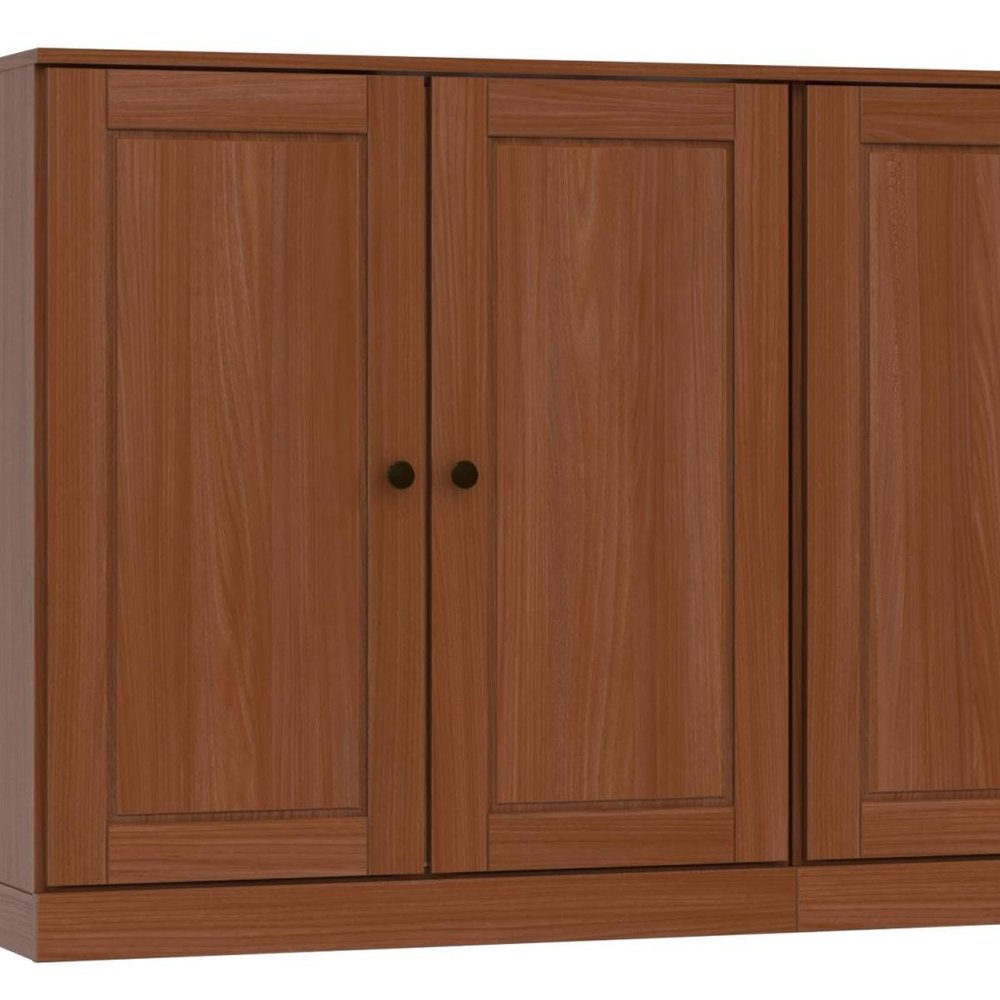 64" Coffee Solid Wood Four Drawer Sideboard With Four Doors — view 3