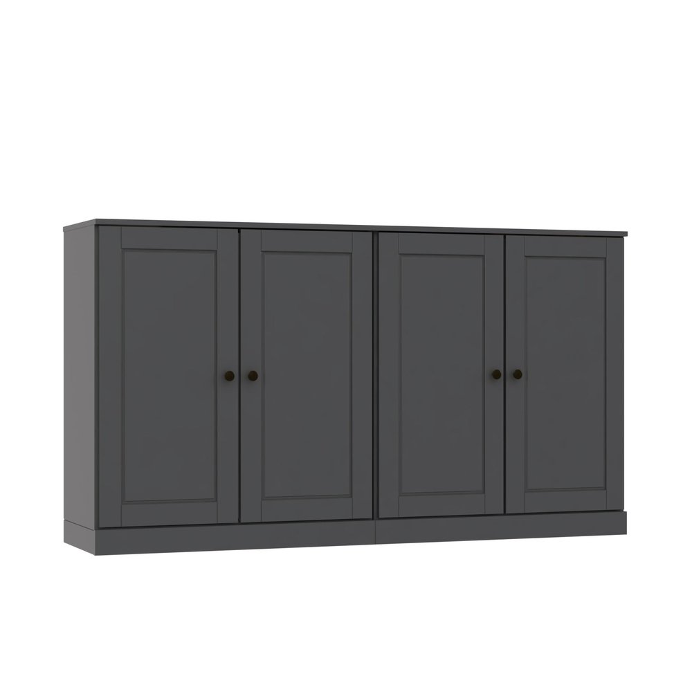 64" Gray Solid Wood Four Drawer Sideboard With Four Doors — view 1
