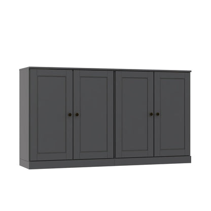 64" Gray Solid Wood Four Drawer Sideboard With Four Doors HomeRoots