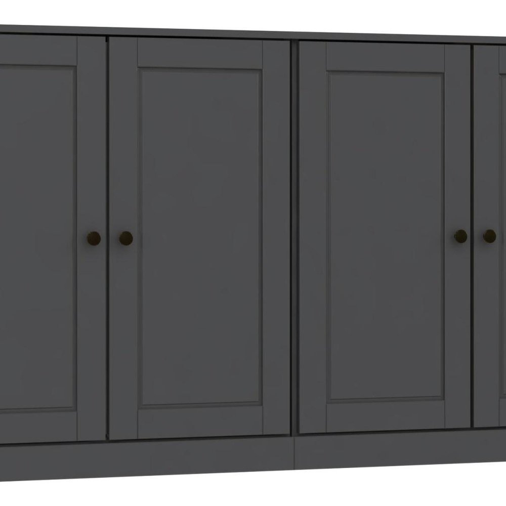64" Gray Solid Wood Four Drawer Sideboard With Four Doors — view 2