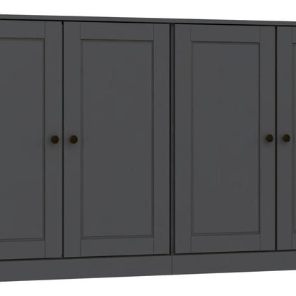 64" Gray Solid Wood Four Drawer Sideboard With Four Doors HomeRoots