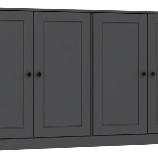 64" Gray Solid Wood Four Drawer Sideboard With Four Doors
