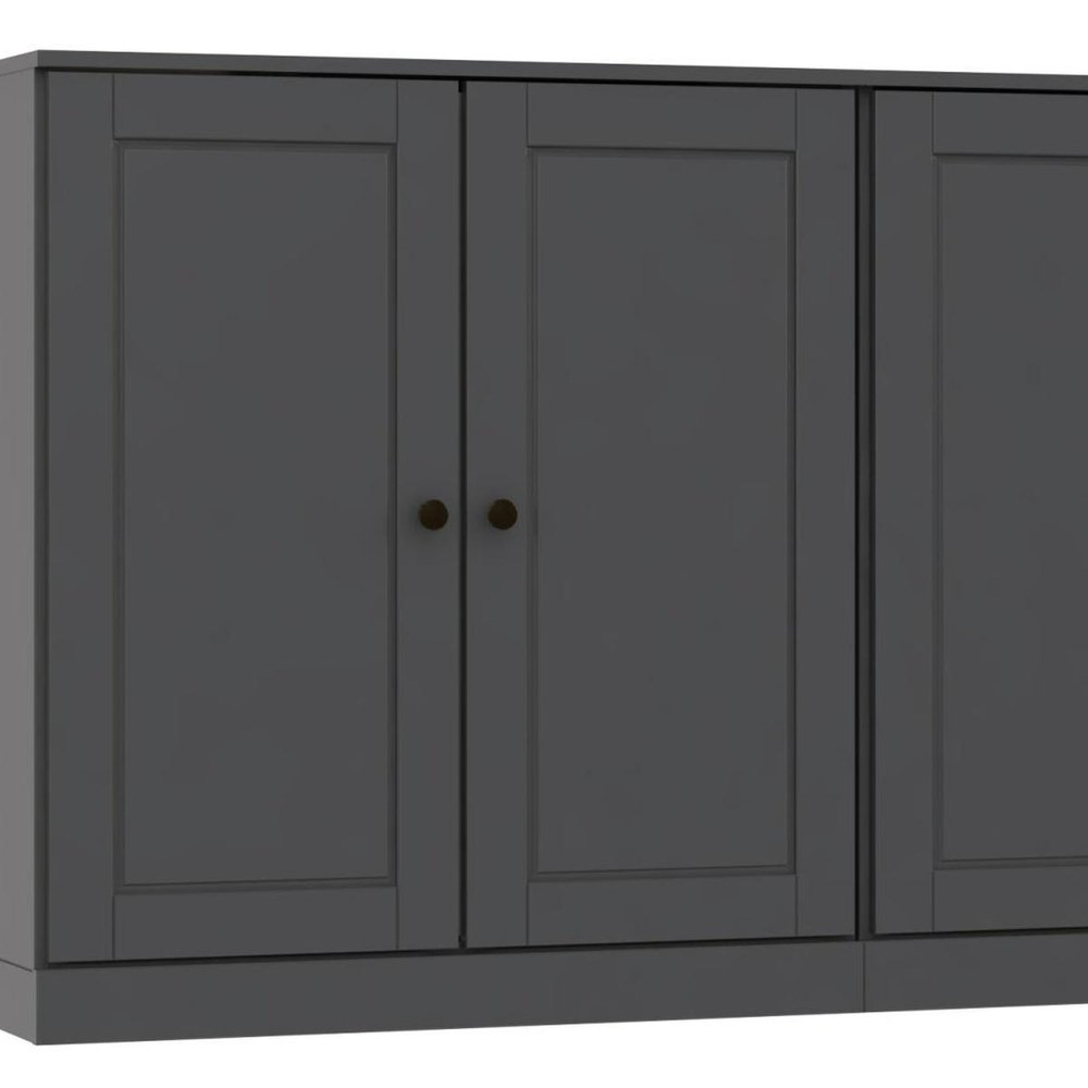 64" Gray Solid Wood Four Drawer Sideboard With Four Doors — view 3