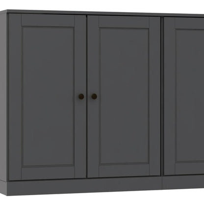 64" Gray Solid Wood Four Drawer Sideboard With Four Doors