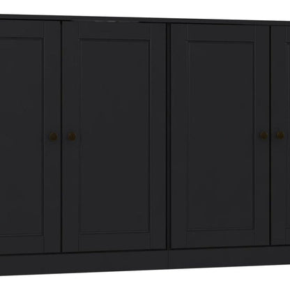 64" Black Solid Wood Four Drawer Sideboard With Four Doors HomeRoots